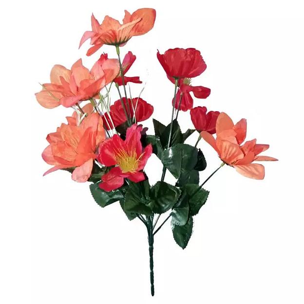 Цветочная композиция нарциссов с маками 12 голов (2 вида 6+6) 38см 080-301+327 фото 4