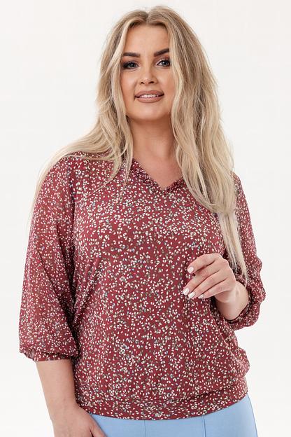 Блузка женская 7015-23/03/Красная терракота, белый фото 3