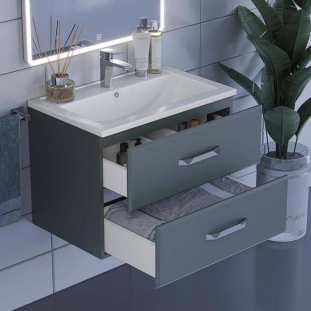 Тумба с раковиной для ванной Uperwood Foster 70 см, подвесная, серый графит фото 8