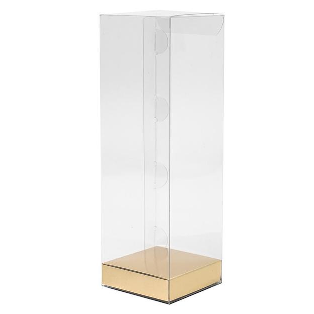 Коробка для макарон Пэт с золотым дном 6х6х20 см фото 1