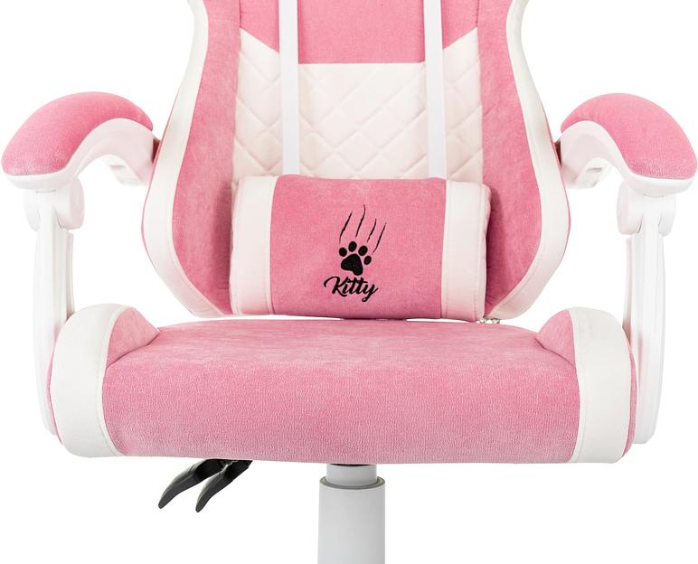 Кресло игровое Knight Kitty W розовый/молочный крестов. пластик белый фото 10