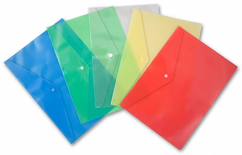 Конверт на кнопке Бюрократ -PK804A5/1 A5 пластик 0.18мм ассорти фото 1