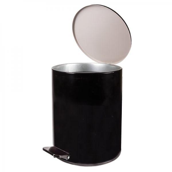 Ведро-контейнер для мусора с педалью УСИЛЕННОЕ, 15 л, кольцо под мешок, черное, оцинкованная сталь, Россия (603976) фото 2