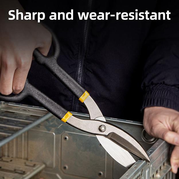 Режущий инструмент (пилы, ножовки, ножи, ножницы) Deli Ножницы по металлу прямые Deli DL25912 310мм, для резки холоднокатаного листа толщиной до 0,9мм и листа из нержавеющей стали толщиной до 0,6 мм фото 3