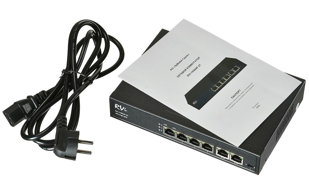 Коммутатор неуправляемый 6 портов RJ45 10 100 Мб/с PoE 65Вт фото 1