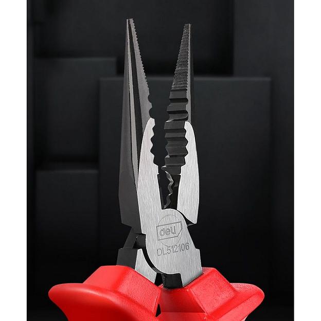 Диэлектрические удлиненные плоскогубцы Deli DL512106 160мм, сталь Cr-V, сертификат VDE для работ под напряжением до 1000 В фото 3