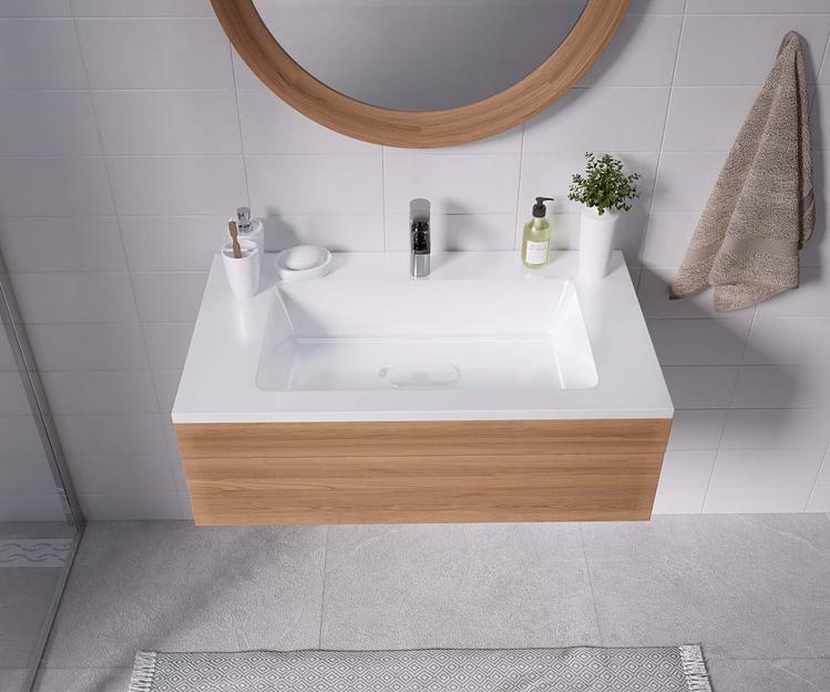 Раковина для ванной полувстраиваемая Uperwood Modul 80 см, белая глянцевая фото 4