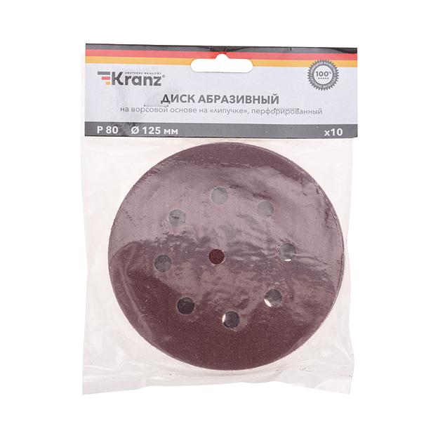 Диск абразивный на ворсовой основе, на липучке, перфорированный, P80, 125мм, 10 шт. фото 4