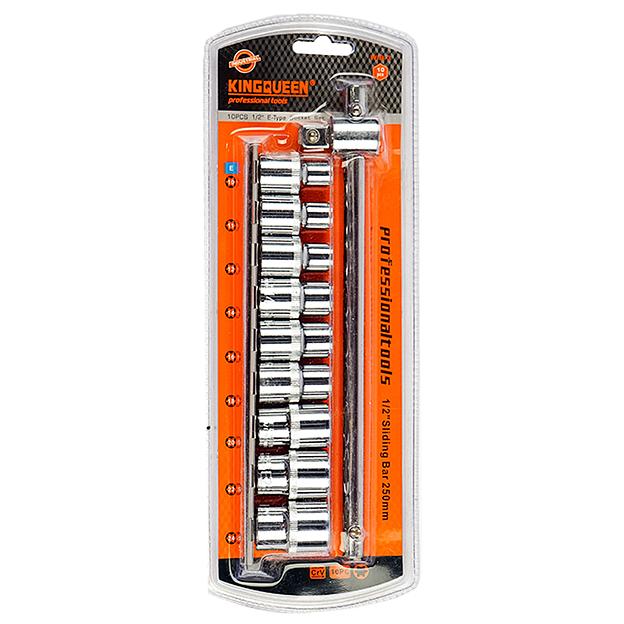 Набор головок с воротком (TORX) 1/2 10 предметов KINGQUEEN WIB-3 фото 1