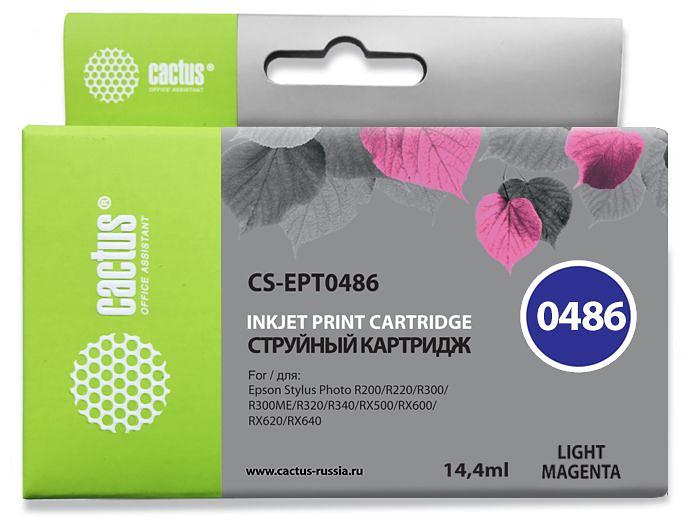 Картридж струйный Cactus CS-EPT0486 светло-пурпурный (14.4мл) для Epson Stylus Photo R200/R220/R300/R320/R340/RX500/RX600/RX620/RX640 фото 1