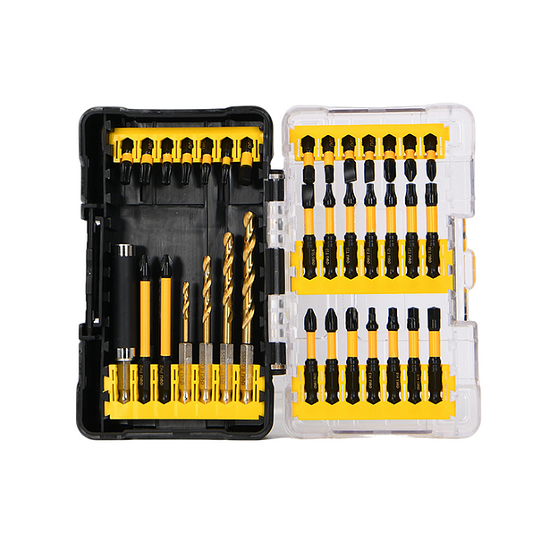 Набор ударных бит и сверл 35 предметов в пластиковом кейсе Deli DL251204 сталь S2 фото 1