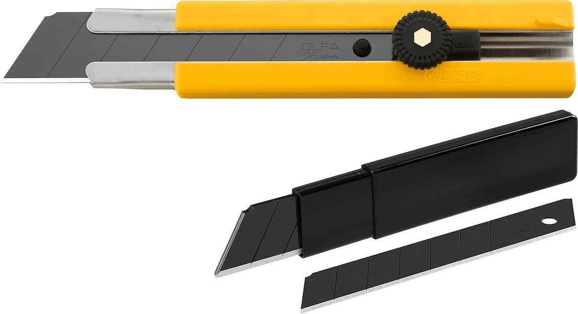 OLFA 25 мм, в комплекте с лезвиями EXCEL BLACK 5 шт, нож (OL-H-1BB/5BB ) фото 2