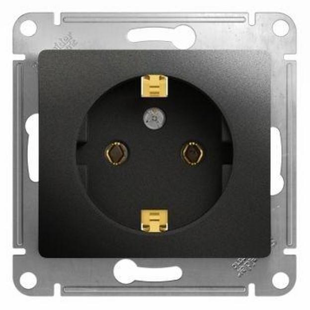 Systeme electric GSL000743 GLOSSA РОЗЕТКА с заземлением, 16А, механизм, АНТРАЦИТ фото 1