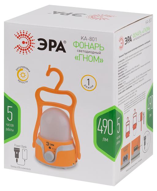 ЭРА Б0054040 Фонарь кемпинговый светодиодный KA-801 "Гном" аккумуляторный 4 Вт, 1700мАч 5V, USB, подвес + диммер фото 2