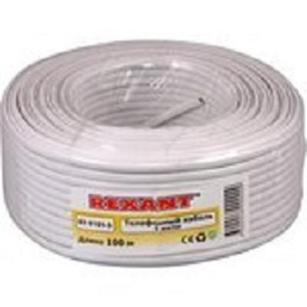 REXANT (01-5101) Кабель телефонный 4 жилы 100м белый (ШТЛП-4) фото 1