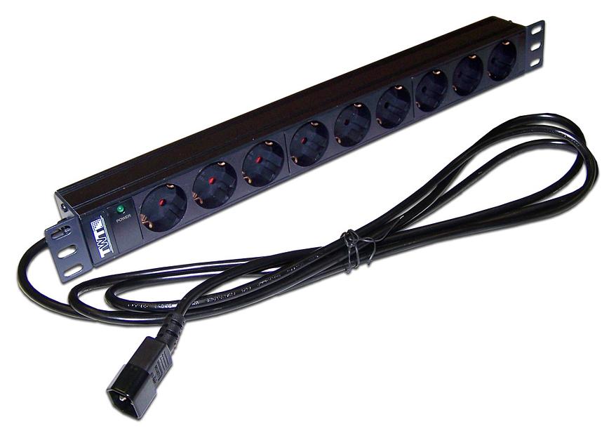 Блок распределения питания Lanmaster TWT-PDU19-10A9P4-3.0 верт.размещ. 9xSchuko базовые 10A C14 3м фото 1