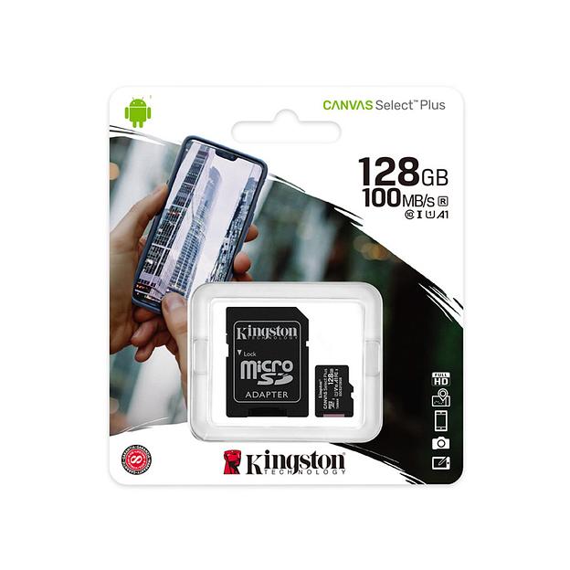 Карта памяти  Kingston  SDCS2/128GB  MicroSDXC 128GB  Canvas Select Plus  Class 10  с адаптером SD фото 3