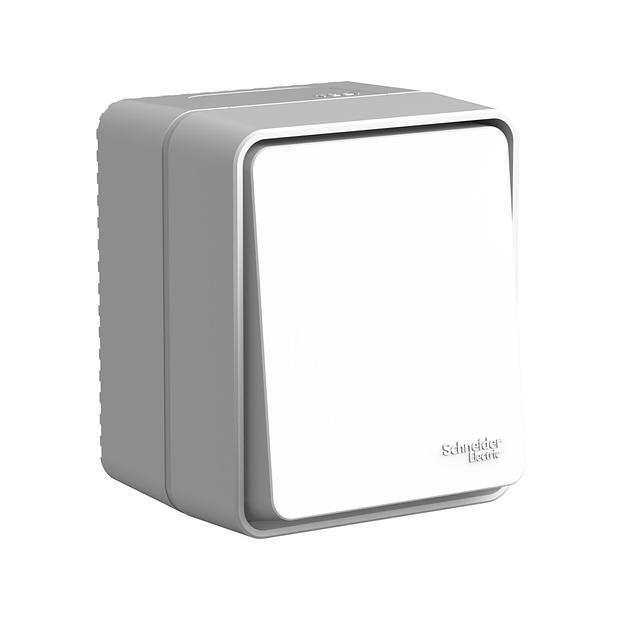 AtlasDesign PROFI IP54 открытой установки 1-клавишный переключатель 10 АХ, серый фото 1