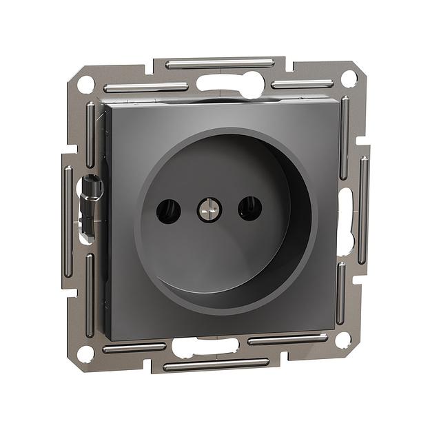Розетка без заземления SE EPH3000171 Asfora механизм антрацит EPH3000171 фото 1
