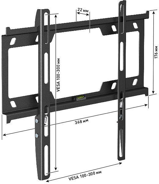 Кронштейн для телевизора Holder F3616-B черный 22"-47" макс.25кг настенный фиксированный фото 2