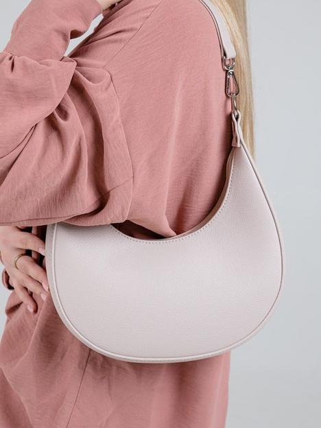 Женская сумка-полумесяц серо-бежевая опт фото 1