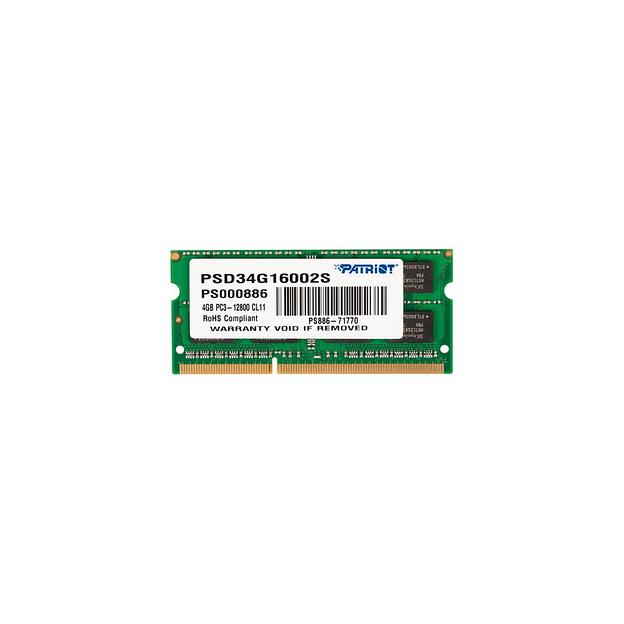 Оперативная память Patriot PSD34G16002S DDR3 - 1x 4ГБ 1600МГц, для ноутбуков (SO-DIMM), Ret фото 1