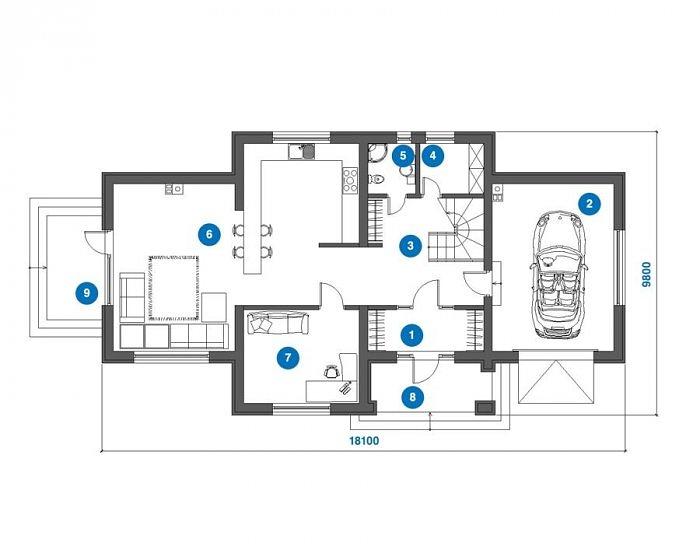 Проект каркасного дома «КД-125-18» под ключ фото 2