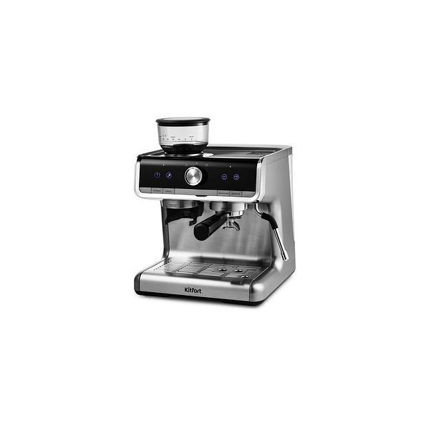Кофеварка KitFort КТ-789, рожковая, серебристый фото 1