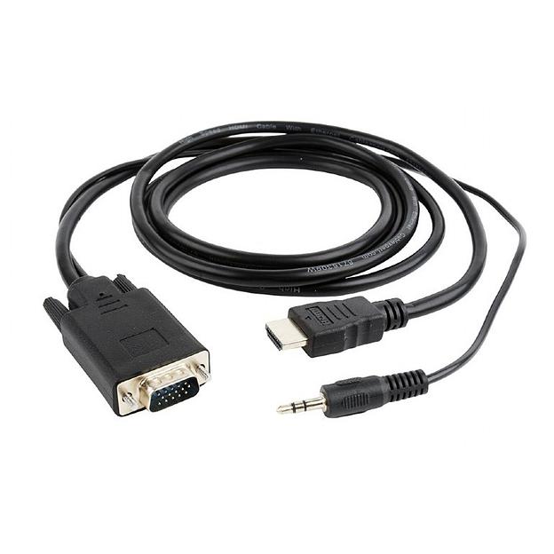 Cablexpert Кабель HDMI-VGA 19M/15M + 3.5Jack, 10м, черный, позол.разъемы, пакет (A-HDMI-VGA-03-10M) фото 1