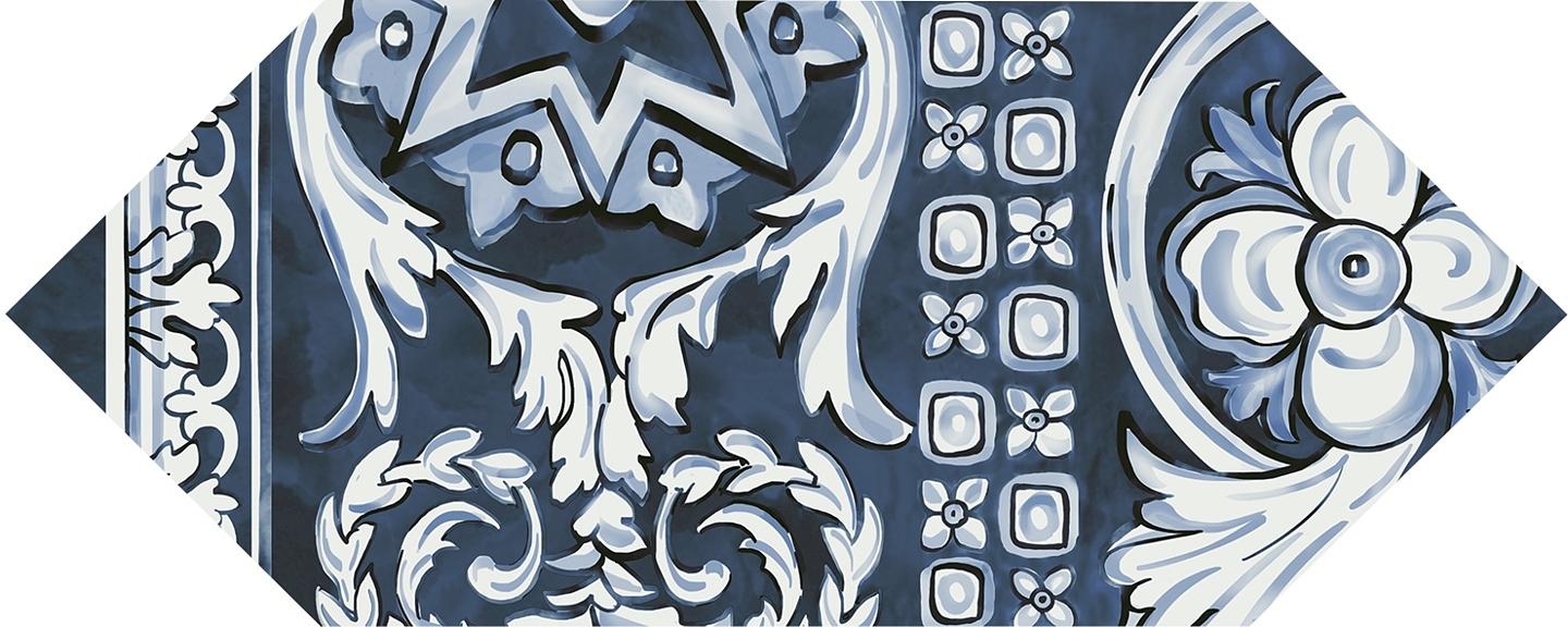 Декор Kerama Marazzi Алмаш 2 синий глянцевый 140x340 фото 1