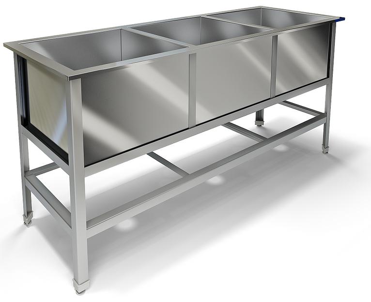 Ванна моечная сварная трехсекционная ВМ-43/430 (1450x530x850 мм) фото 1