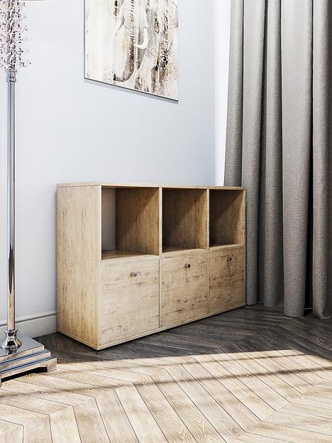 Стеллаж горизонтальный с дверцами Wood&Stone «Малави» дуб бунратти 93.4×31.2×62.8 см фото 4