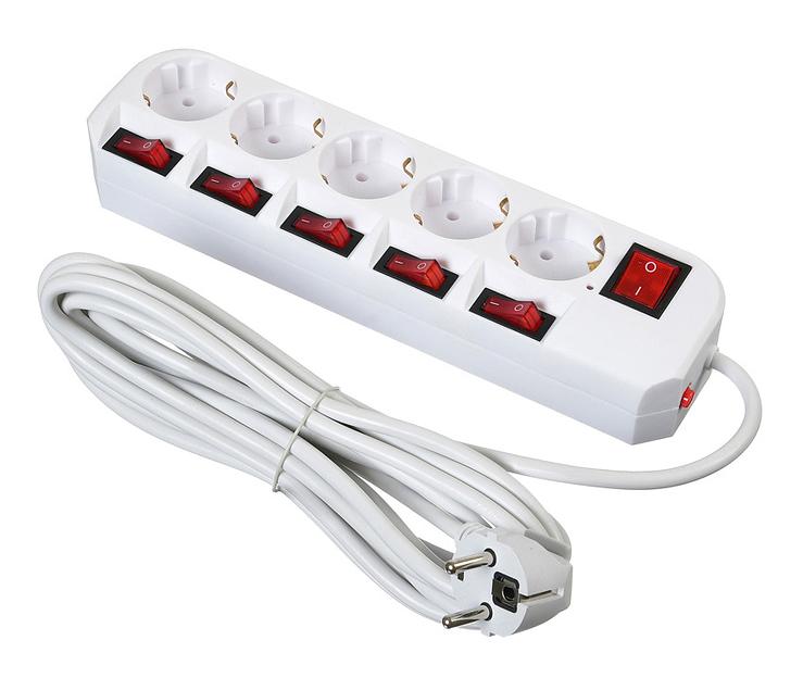Сетевой фильтр Buro 500SH-5-SW-W 5м (5 розеток) белый (коробка) фото 1