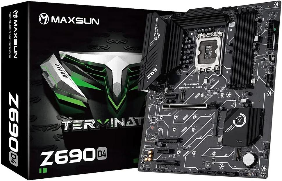 Материнская плата MAXSUN Terminator Z690 D4, Socket1700, ATX, Retail, 4xDDR4, PCIe4.0, 4xM.2, GLAN, M.2 WiFi, 2xUSB2, 8xUSB3, CPU TDP 250Вт, VGA, 2xHDMI, DP (MSTR-Z690-D4) фото 2
