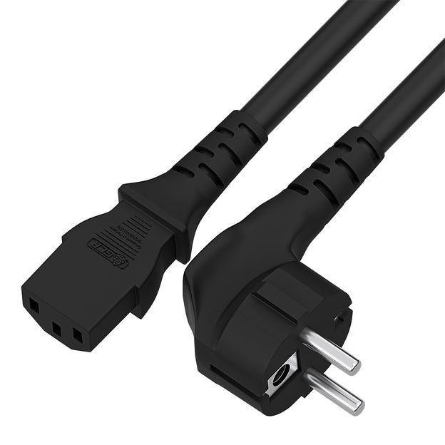 GCR Кабель питания PROF 2.0m, Евровилка угловая - С13, 3*1,0mm, черный, GCR-54377 Greenconnect GCR-54377 фото 1