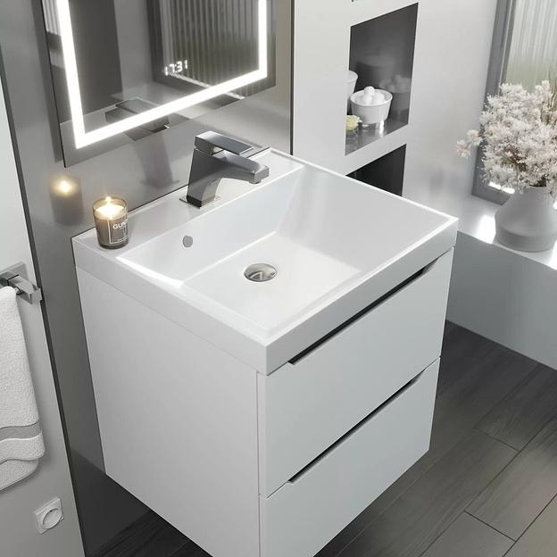 Тумба под раковину для ванной Uperwood Tanos 50 см, подвесная,  белая/графит фото 3