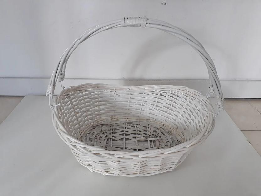 Белая плетенная подарочная корзина для фруктов, шампанского, конфет, размер 43 см ОПТ фото 4