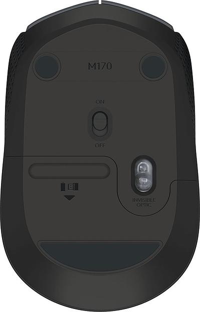Мышь Logitech M170 черный/темно-серый оптическая (1000dpi) беспроводная USB для ноутбука (2but) фото 4