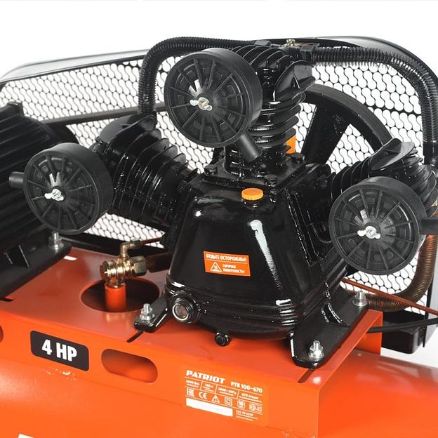 Компрессор поршневой Patriot PTR 100-670 масляный 670л/мин 100л 3000Вт оранжевый фото 6