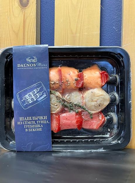 Полуфабрикаты Dalnos Mores «Шашлычки из семги, тунца, гребешка в беконе» ОПТ фото 1