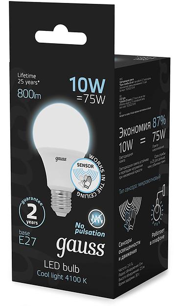 Лампа светодиодная Gauss 102502210-M 10Вт цок.:E27 груша 220B св.свеч.бел.нейт. A60 (упак.:10шт) фото 5