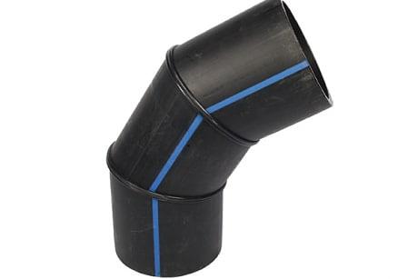 Отвод сварной 3-х сегментный 250 45 гр ПЭ100 SDR26 фото 1