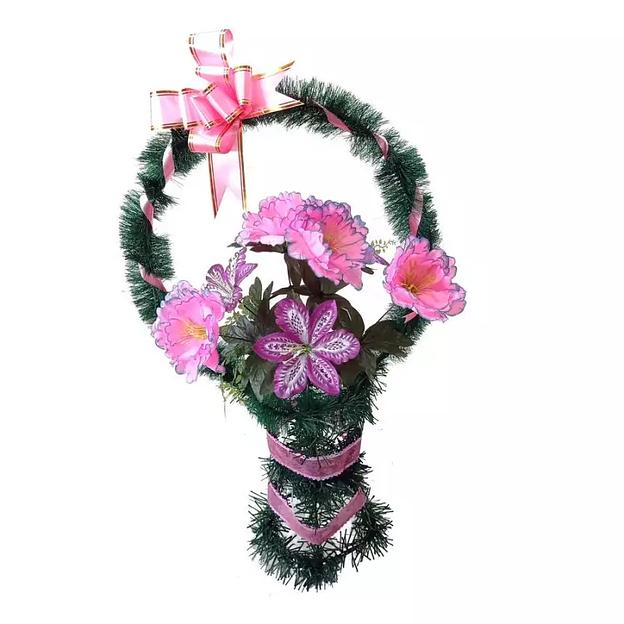 Рит-ная корзина Сунита (пионы,лилии) ф262-р100-Бнт-Лнт-з224-л47-д103-г532-г535 85см фото 2