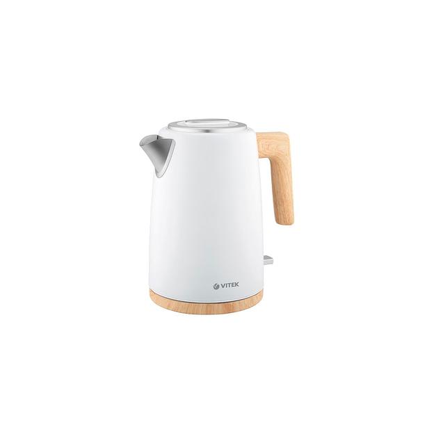 Чайник электрический Vitek VT-1154, 2200Вт, белый и дерево фото 1