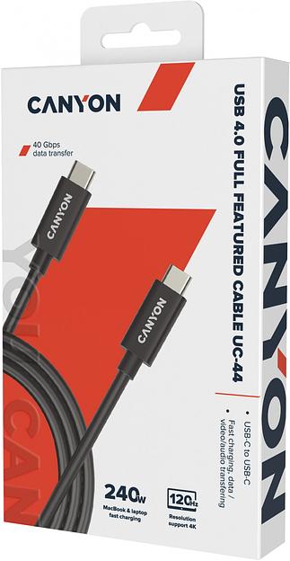 Кабель Canyon UC-44 CNS-USBC44B ver2.2 USB-C-USB-C 1м феррит.кольца черный коробка (упак.:1шт) фото 3