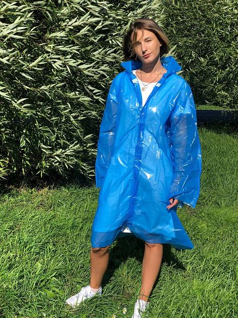 Плащ-дождевик с капюшоном ZRC длинный, 45 микрон, синий фото 2