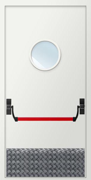 Дверь EIS60 «Антипаника» остекленная круг c накладкой из алюминия фото 1