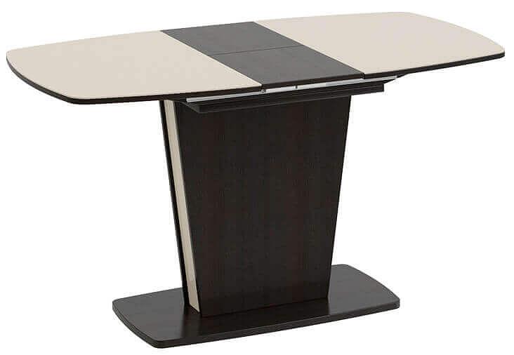 Стол Атлант тип 2, 130 (+40)×75 дуб миланский, бежевое стекло фото 4