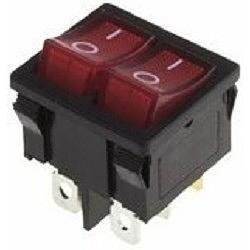 Rexant 36-2160 Выключатель клавишный 250V 6А (6с) ON-OFF красный с подсветкой ДВОЙНОЙ Mini фото 1