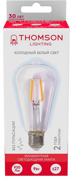 Лампа филам. Thomson Filament TH-B2342 9Вт цок.:E27 эдисон 220B 6500K св.свеч.бел.хол. ST64 (упак.:1шт) фото 2